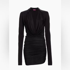 NWT GAUGE81 Utena Dress in Black Size Large Long Sleeve Plunging Neckline